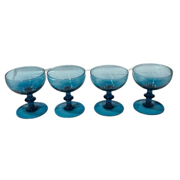 MCM Set of 4 "Teal/London Blue" Italian Art Coupe Glasses - Picture 3 of 17